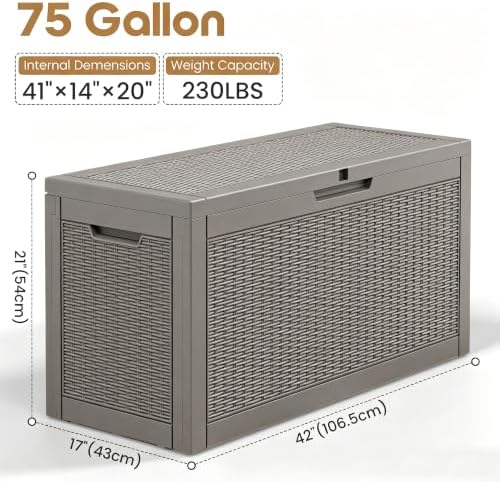 KAMABOKO 75 Gallon Outdoor Storage Box Waterproof Deck Box for Patio - Image 2