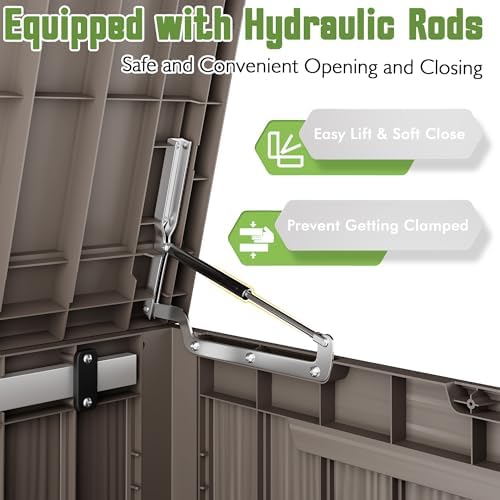Outdoor Storage Waterproof Deck Box for Patio (200 Gallon, Grey) - Image 6