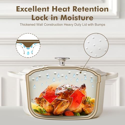 SENSARTE 5.5QT Enameled Cast Iron Dutch Oven Pot Casserole Dish with Lid - Image 3