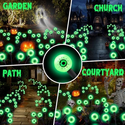 ASMAD Halloween Decorations Outdoor Solar Scary Eyeball Lights,4Pack 32LEDs - Image 3