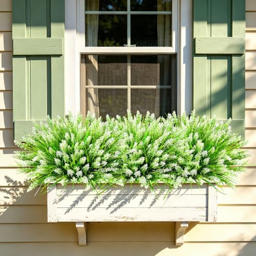 24 Bundles Faux Outdoor Plants, UV Resistant Artificial Fake Lavender Flowers with Monkey Grass for Outdoors, Realistic Faux Lavender Greenery Shrubs for Porch Yard Garden Window Box Home Decor - Image 5