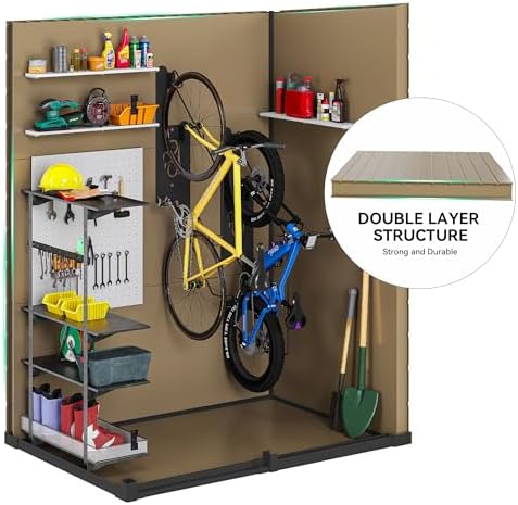 DWVO 5x3ft Resin Outdoor Storage Shed with Floor, Waterproof Lockable Storage Shed with Window, Plastic Outside Tool Storage for Garden Backyard Patio Lawn - Image 6