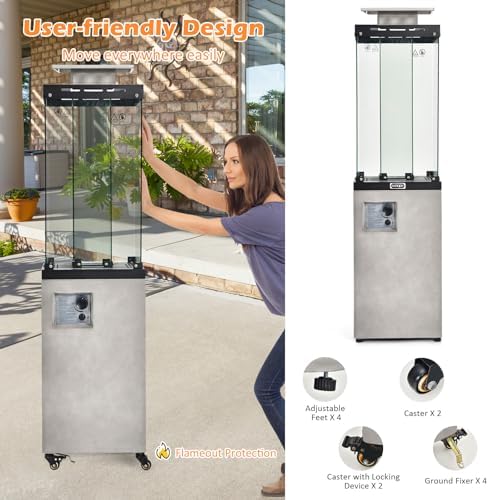 Tangkula 41,000 BTU Propane Patio Heater with Waterproof Cover (Light Grey) - Image 5