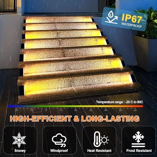 LED Solar Step Lights Waterproof Outdoor Stair Lights, Solar Deck Lights Outdoor Decor IP67 Solar Decoration Lights for Yard, Patio, Garden, Walkways, Front Door, Pathway, Driveway, Porch 6 Pack - Image 3