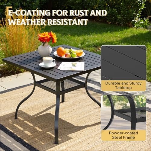 Incbruce Patio Dining Table, 37" x 37" Square Table Metal Steel Slat Table with 1.57" Umbrella Hole, for Backyards, Porches, Gardens, or Poolside - Image 3