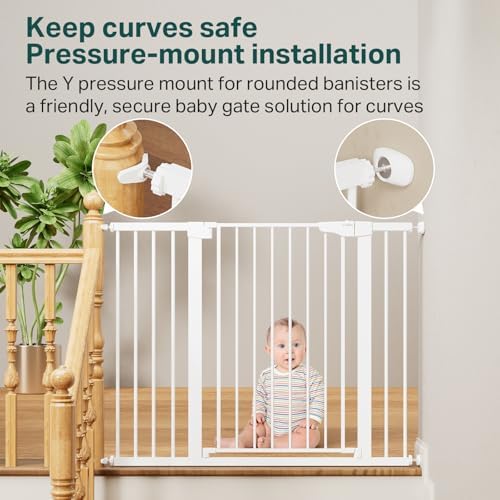 Cumbor 36" Extra Tall Baby Gate for Stairs, 30-48" Dog Gate Indoor White - Image 6