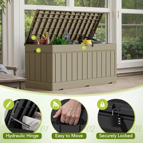 Devoko 78 Gallon Deck Box, Waterproof Resin Outdoor Storage Box - Image 2