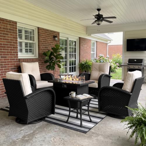 LayinSun 7 Pieces Outdoor Patio Furniture Set with Fire Pit Table by LayinSun