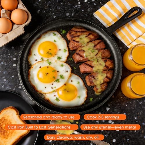 Cast Iron Set 6 Piece, PFAS-Free, Pre-Seasoned Pots and Pans Set - Image 5