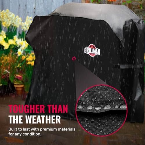 Grillman Waterproof BBQ Grill Cover for Outdoor Grills, 64 Inch, Black - Image 5