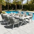 LayinSun 7 Pieces Outdoor Patio Dining Set, Aluminium Rectangular Dining Table and Wicker Rattan Chairs Set for Outside Backyard, Poolside by LayinSun