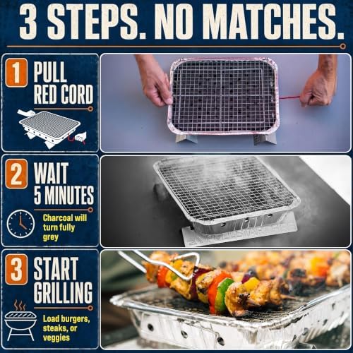 Pull Start Fire Grill, Natural Hardwood Charcoal, Portable 3hr Burn, 2 Pack - Image 2