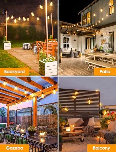 Larkvue 50FT(2x25FT) Outdoor String Lights, Patio Lights with 20+2 LED Dimmable Waterproof ST38 Vintage Bulbs for Backyard Bistro Cafe Deck, Black - Image 5