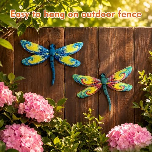 LIFFY Metal Dragonfly Wall Decor Set of 2 for Outdoor Garden & Home - Image 2