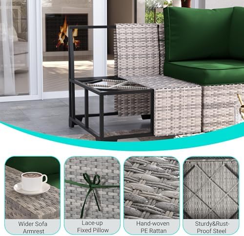 Outdoor Patio Furniture Set PE Wicker Rattan Outdoor Sectional Sofa - Image 5