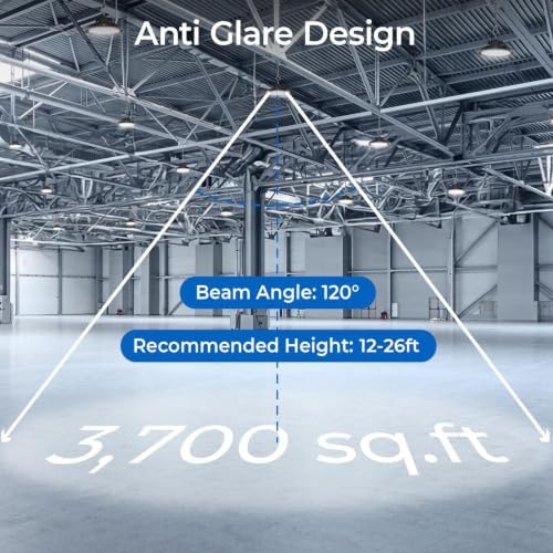 CINOTON 210W UFO LED High Bay Light, Aluminum LED Shop Lights with 31500LM, 5000K Commercial Bay Lighting for Warehouse Garage Workshop Factory, 6' Cable & Safety Rope, ETL Listed 8 Pack - Image 3