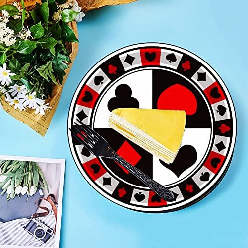 40 Pcs Casino Party Supplies Poker Paper Plates 7" Casino Party Plates for Casino Night Game Theme Card Playing Club Heart Poker Night Las Vegas Birthday Party Decorations (Poker) - Image 7