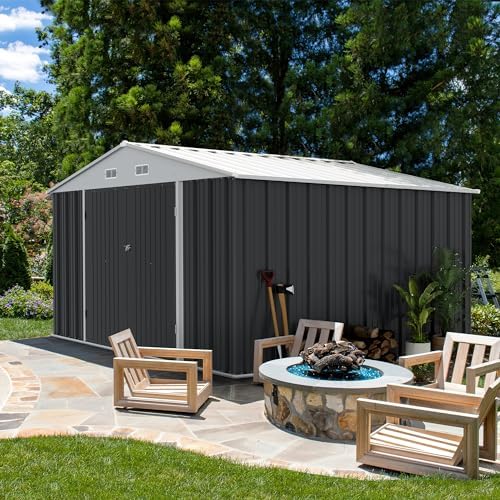 Devoko 10x8 FT Outdoor Storage Shed, Gray - Image 2