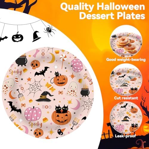 50Pcs Halloween Party Paper Plates, 7inch Spooky Dessert Plates - Image 4