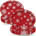 Qyeahkj 50 Pcs Winter Oval Paper Plates Disposable Large 11" Winter Snowflake Plates Red and White Party Platters Decoration Supplies for Xmas Holiday Party Dinner Serving Dish Tableware Decor by Qyeahkj