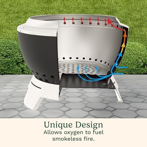 Cuisinart 19.5” Cleanburn Smokeless Fire Pit with Removable Base for Ash, Portable Wood Burning Outdoor Fireplace, Stainless Steel Smoke Free Outdoor Heater, Enhanced Airflow and Easy Cleanup - Image 3