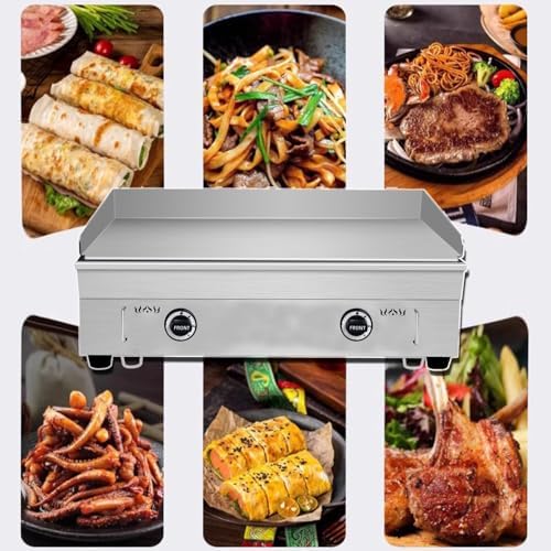 INTSUPERMAI Commercial Grill Griddle LPG Countertop Griddle Flat Top Grill Hot Plate Stove Stainless Steel Teppanyaki Grill Plate Size 28.94×16.14inchfor Restaurant Kitchen Camping Outdoor BBQ 2800Pa - Image 7