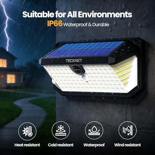 TECKNET 546 LED Motion Sensor Outdoor Lights with Remote Control Hook 2Pack - Image 4