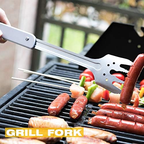 ROXON 6-in-1 Folding Grill Utensils Set, 14" BBQ Tools for Camping S601 - Image 4