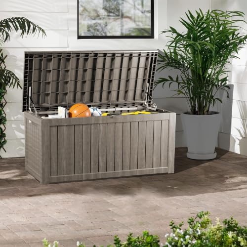 Outdoor Storage Box, 200 Gallon Waterproof Deck Box, Premium Hydraulic Cushion Storage Chest, High-Load Lockable Two-Seater Patio Storage Bench, Large Country Estate, Grey - Image 5