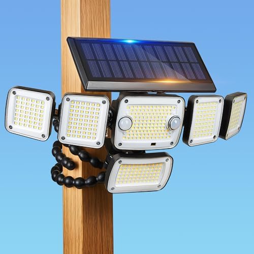 5000LM Solar Flood Lights Outdoor,6-Head,Motion Sensor Lights with Remote by LightupYourLife