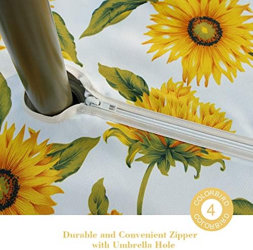 ColorBird Sunflower Outdoor Tablecloth Water Resistant Spillproof Polyester Fabric Table Cover with Zipper Umbrella Hole for Spring Summer Patio Garden Tabletop Decor, 60 x 84 Inch, Zippered - Image 3