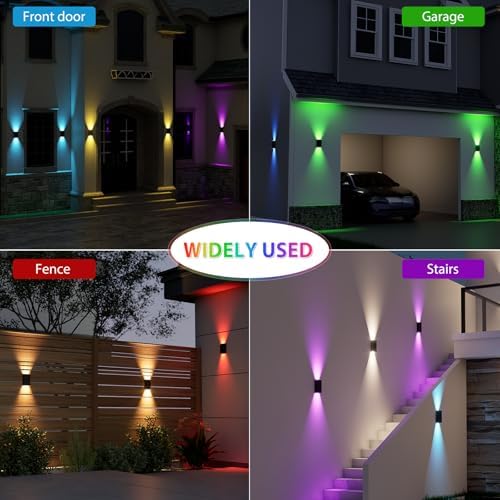 Solar Lights Outdoor,8 Lighting Modes Dusk to Dawn Lighting Wall Sconce IP67 Waterproof Up and Down Solar Wall Light Front Door Light for House, Garage, Porch,Doorway,Fence,Festival Decor (4 PACK) - Image 6