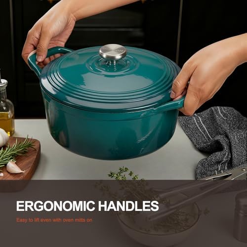 Overmont Enameled Cast Iron Dutch Oven - 5.5QT Pot with Lid Cookbook - Image 3