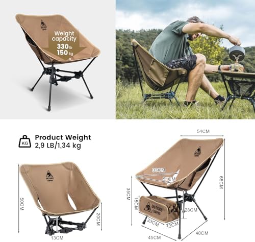ONETIGRIS Tigerblade Camping Chair, Lightweight Folding Backpacking Hiking Chair, Compact Portable 330 lbs Capacity - Image 3