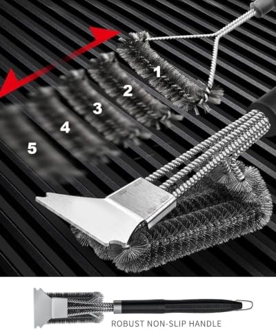 Grill Brush and Scraper, Adjustable Handle BBQ Grill Brush for Outdoor Grill，Extra Strong BBQ Cleaner Accessories for Gas/Charcoal Grilling Grates - Image 4