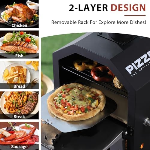 PIZZELLO 26"H Outdoor Wood Fired Pizza Oven, 2-Layer Pizza Maker - Image 3