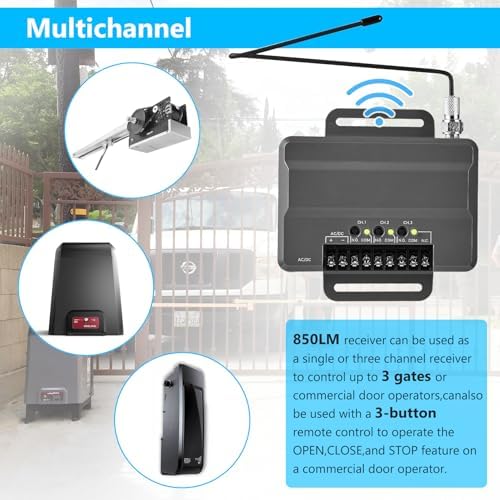 850LM Universal Gate and Garage Door Opener Receiver with 12V Power Supply, Compatible with Most Gate and Garage Door Opener, 3 Channel Designed for Both Gated Communities and Commercial Buildings - Image 5