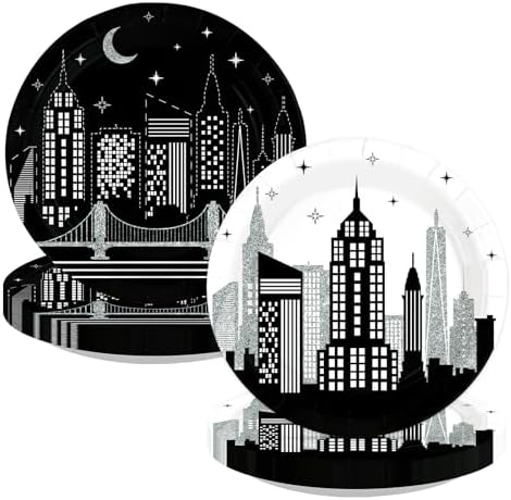 Grencian 50 Pcs New York City Skyline Paper Plates 9 Inch by Greencian