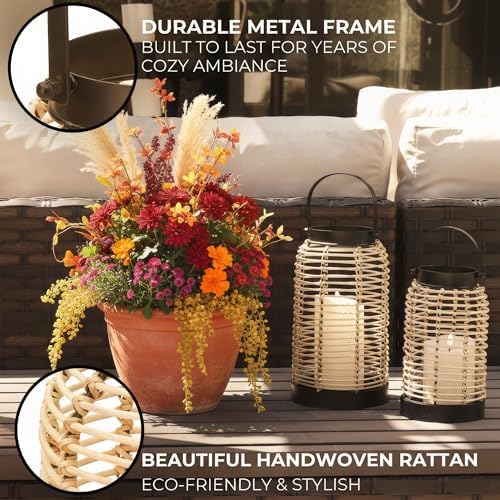 Natural Rattan Boho Lanterns - Handcrafted Chic Farmhouse Decor for Home - Image 3