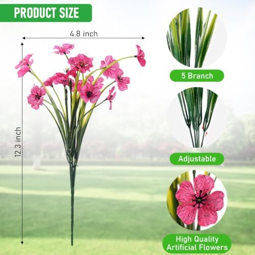 22 Pack Artificial Flowers for Outdoor Indoor Fake Plants(Multi-Colour) - Image 5