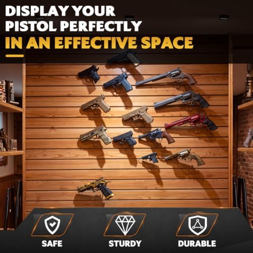 Yaocom 10 Pcs Pistol Display Holder Slatwall Handgun, Right Hook Style - Image 3