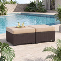 Aoxun 2 Piece Patio Sofa Ottomans with 4" Thick Cushions, Wicker Outdoor Couch Extension Set, All-Weather Rattan Seating Accessory for Backyard Furniture, Beige by Aoxun