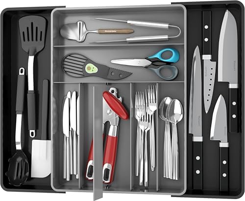 Simple Houseware Expandable Kitchen Drawer Flatware Organizer, Black/Gray by SimpleHouseware