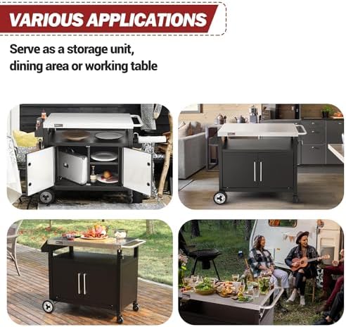 PC3403S Outdoor Grill Cart with Wheels Black - Image 3