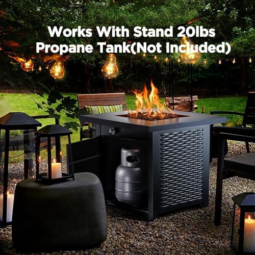 Ciays 28-Inch Propane Fire Pit – 50,000 BTU Outdoor Gas Steel Fire Table with Lid & Lava Rock, Adds Warmth & Ambience to Gatherings & Parties on Patio, Deck, Garden & Backyard - Image 5