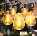 100FT Outdoor String Lights 35 Bulbs with Remote Dimmable Timer Flashing by Tenmiro