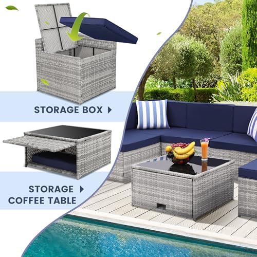 KROFEM 8 Piece Patio Furniture Set, Outdoor Modular Conversation Set - Image 4
