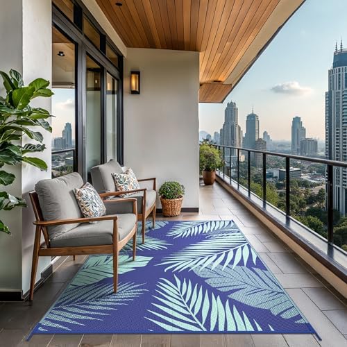 GENIMO Outdoor Rug, Waterproof Plastic Rugs for Patio, 5'x8' Navy Green - Image 4