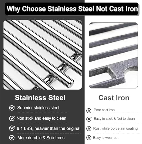 Spirit Grill Grates Stainless Steel 7637 for Weber Spirit E210 Grill Replacement for Weber Spirit 200 & Spirit GS4 II E210 Grill Parts for Weber Spirit Stainless Steel Grates 17.5" E210 E220 S210 S220 - Image 6