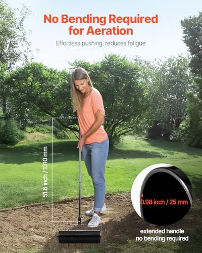VEVOR Rolling Lawn Aerator, 21-inch Heavy-Duty Manual Rolling Aerator Lawn with Detachable Handle and 33 Iron Spikes, Rolling Lawn Aeration Tool for Garden Patio Yard Compacted Soils and Lawns, Black - Image 5